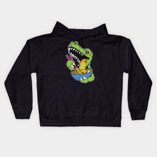 T-rex Dinosaur Eating Ramen Kids Hoodie